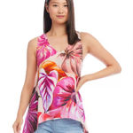 Karen Kane  Multicolor Prettg In Pink Uneven Hem Tank Size Small NWT Photo 0
