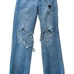 American Eagle  Jeans Low Rise Baggy Light Wash Size 0 Distressed Skater 26x29.5 Photo 0