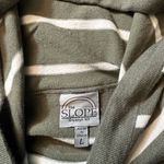 Green and White Striped Hoodie Shirt Size L Photo 2