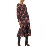 SEA New York Esme Silk Floral Long Sleeve Dress in Navy, Size S, NWT Blue Photo 9