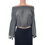 Earthbound Off the Shoulder Tassel Blouse Top Boho Shirt Size LARGE Photo 9