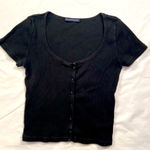 Brandy Melville Brandy Melville short Sleeve, Black Ribbed, scoop Neck Tee, one size Photo 0