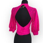 Valentine fuchsia pink backless lace crop top with wraparound sash, size L Size L Photo 2