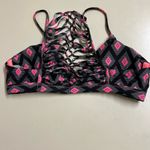 Raisin's  Black and Pink Diamond Strappy Bikini Top - Size Medium - EUC Photo 1