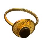 VTG 1/20 12K Gold Filled Filigree Ring | Black Onyx Cabochon Size 8 Photo 2