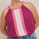 Torrid 3 Plus Size Georgette Halter Tank Berry Pink Colorblock Sleeveless Blouse Photo 0