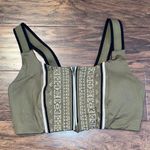 Free People Women’s Movement green and black front zip sports bra Photo 1