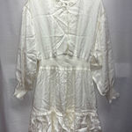 Designer Remix Dress Mini Ruffle White Boho Cotton Cottagecore Fit Flare Small Size M Photo 0