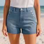 1822 Denim NEW  High Rise Short Exposed Pocket Buttons Coastal Comfort 6/28 Photo 0