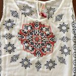 Raga  White Blue Orange Printed Beaded Tank Top Sz S Photo 88