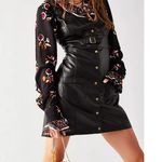Free People Elandra Mini Button Down Dress In Black Leather Photo 1