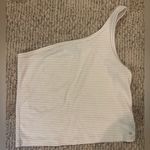 Aerie Cream and White Striped One-Shoulder Tank Top Photo 0
