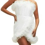 Luxxel  Ruffled Tulip Hem Strapless Mini Dress White Size Medium NWT Photo 0