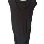 Heather Gray Short Sleeve Ruched Sides Round Hem Cut Out Back Blouse Women Sz M Size M Photo 0