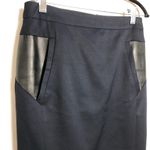 The Kooples  Wool & Leather Pencil Skirt Navy / Black Photo 1