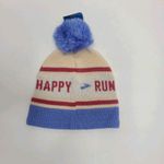 Brooks  Run Happy Heritage Pom Beanie Sand Blue Red Unisex One Size NWT Photo 1