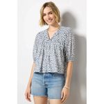 India Collection Emerson Fry Puff Isla Charcoal Leopard Print Cotton Blouse Size M Photo 1