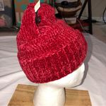 Simply Noelle  Womens Knit Cap Red Chenille Shoe Lace Detail Warm BRAND NEW Photo 4