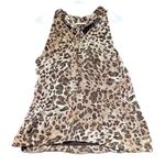 B Wear Leopard Ruffle Top Womens XL Sleeveless Halter Neck Chic Blouse New Brown Photo 2
