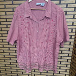 Bobbie Brooks Red And White Floral Embroidered Button Down Size 26/28W Photo 0