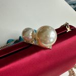 American Vintage Vintage Red Stain Small Crossbody Purse Large Pearl Clasp Photo 3