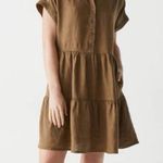 Michael Stars NEW greta short sleeve linen dress dolmam brown khaki size small Photo 0