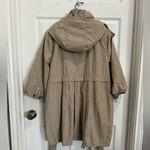 Apostrophe Womens Raincoat Rain Jacket Tan Hood Drawstring Waist Two Way Zipper Size XL Photo 3