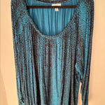 Jaclyn Smith Blue & Black Abstract Speckled Print Blouse Women’s Size 3X Photo 0