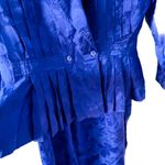 Vintage 100% Silk Butterfly Garden Embossed Print Skirt Suit Set size M 8 🦋 Blue Size M Photo 3