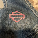 Harley Davidson  Jean vest. Zipper front. Rhinestone Harley on back. Size 1X Photo 4