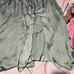 Current Air Anthropologie  Green Soft Light Silky Slit Midi Skirt Medium XL Photo 5