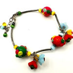 Sterling silver moonglow and flower beaded bracelet Photo 0