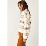 Free People Kennedy Pullover Sweater Ivory Oak Combo Large Chunky Knit Stripes Photo 4