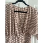 Andthewhy  Deep V Neck Leaf Pattern Maxi Dress‎ Medium Smocked Waist Retro Trad Photo 4