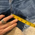 American Eagle  High Rise Shortie‎ Size 4 Dark Wash Shorts Raw Hem Stretch Womens Photo 4