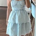 American Eagle Y2K retro denim corset mini dress w/adjustable ties, size XL Photo 0