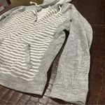 Native Code Hoodie Sweatshirt Large White Gray Striped Quarter Zip Pullover Photo 3