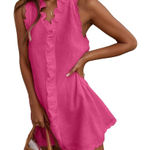 NWT ~ Bright Fuchsia Pink Short Sleeveless Ruffle Summer Dress ~ Plus Size XXL Photo 0
