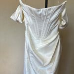 House Of CB  Loretta Ivory‎ Satin Strapless Dress white corset midi NWOT size S Photo 10