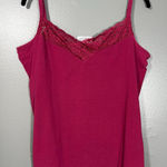 Avenue  Dark Pink Lace Trim Y2K V-Neck Tank Top - Size 14/16 - Women's Plus Size Photo 0