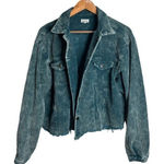 POL  Jacket Teal Size Medium Corduroy Trucker Raw Hem Pockets Short Oversized Photo 0