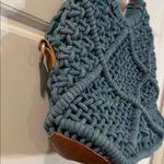 Anabaglish cotton woven macrame bag purse wood knit in blue no strap Photo 1