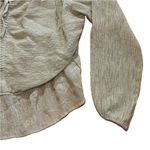 Celebrity Pink Green XXL Peplum Long Sleeve Tie Front Elastic Waist Blouse Top Photo 4