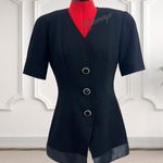 Vintage Rimini Black Short Sleeve Blazer Skirt Suit Professional Jacket Size 4 Photo 0