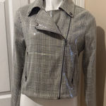 Skies Are Blue  Gray Plaid Shimmery Blazer, Size M Photo 0