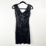 Christina Wu Black Sequin V-Neck Sleeveless Back Zipper Cocktail Party Dress 2 Photo 1