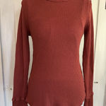 Morhuduck Heavy Waffle Knit Thermal Long Sleeve Thumb Holes Top Shirt Woman’s S Red Photo 0