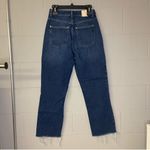 ZARA  High-Rise Straight Leg Dark Wash Raw Hem Jeans Women’s Size 4 100% Cotton Photo 3