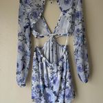White Fox Boutique White Fox French Riviera Blue Floral Cutout Mini Dress Size Medium Photo 5