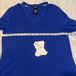 Premise  royal blue size small 3/4 sleeve shark bite hem neck cutouts worn 1x EUC Photo 6